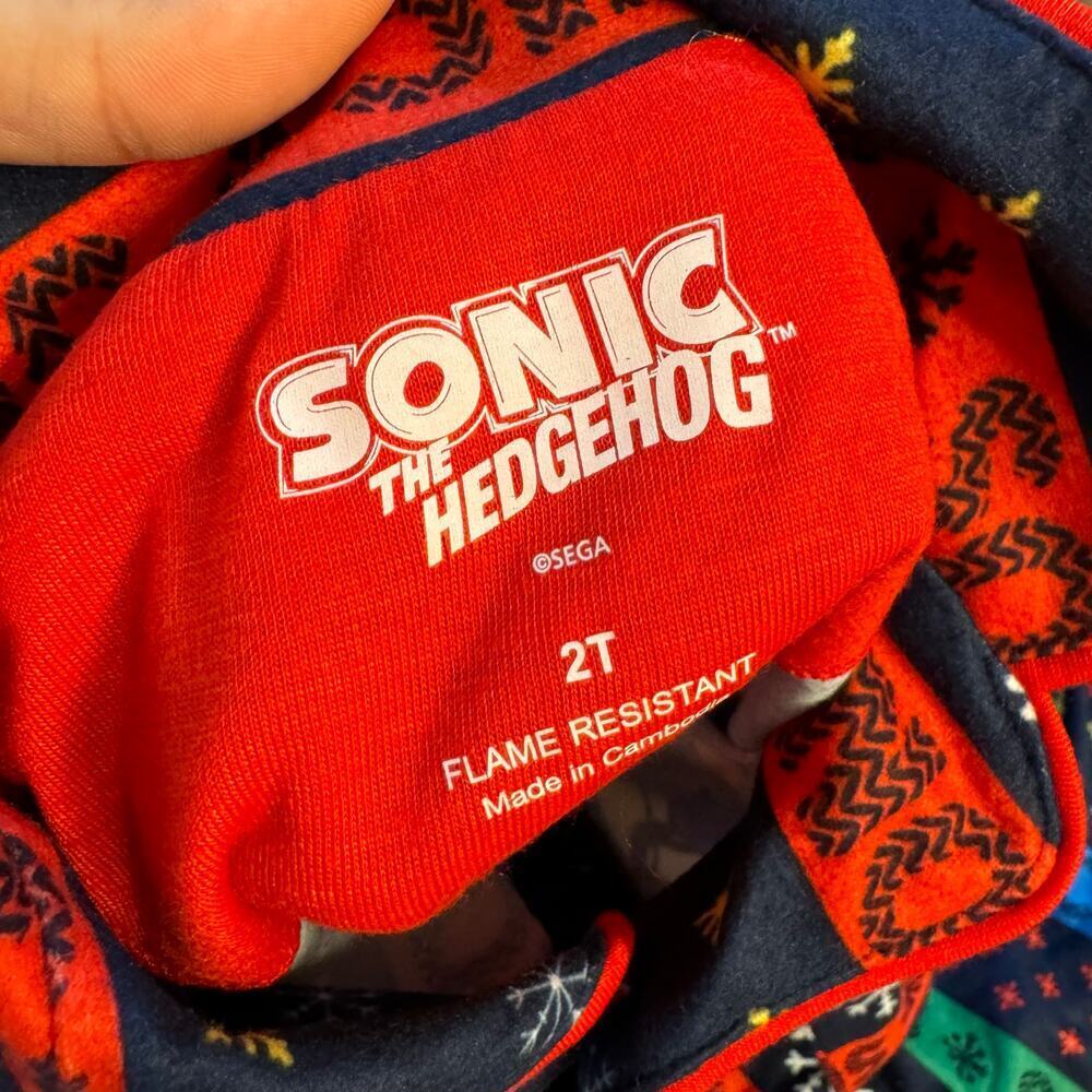 NWT Sonic The Hedgehog Toddler Boy 2T Christmas Fair Isle Pajamas Pj Set Pants - Picture 3 of 5